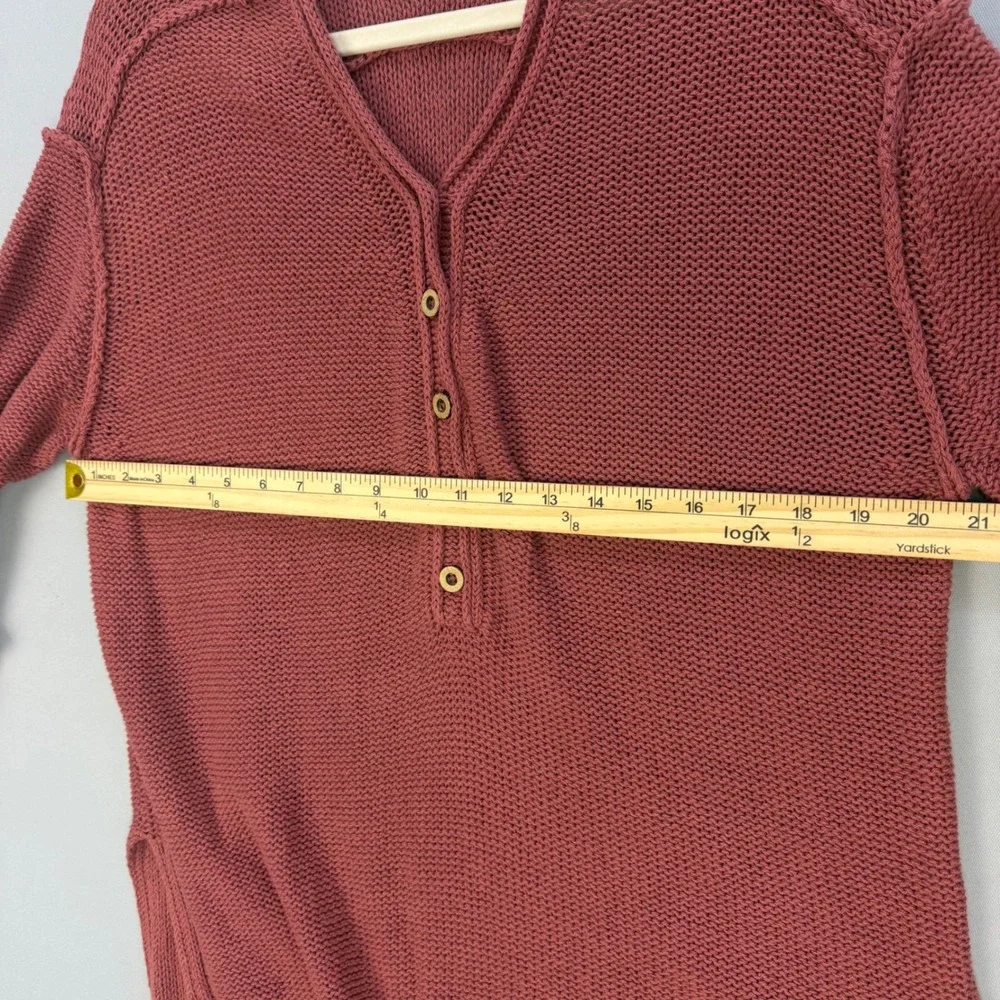 Free People We The Free Boho Indie Firefly Tunic Henley Knit Sweater Small